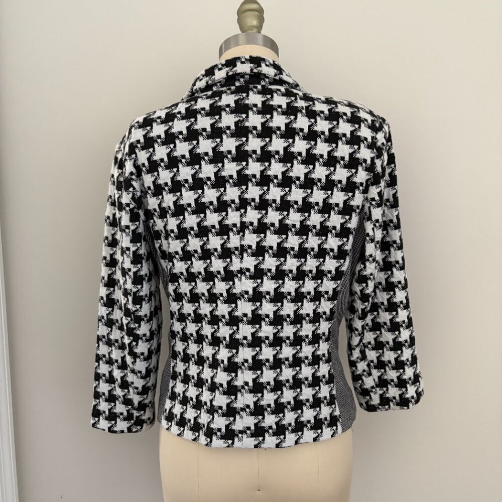 Ellen Tracy Black and White Houndstooth Women's Blazer Corporate Chic M - Picture 3 of 8